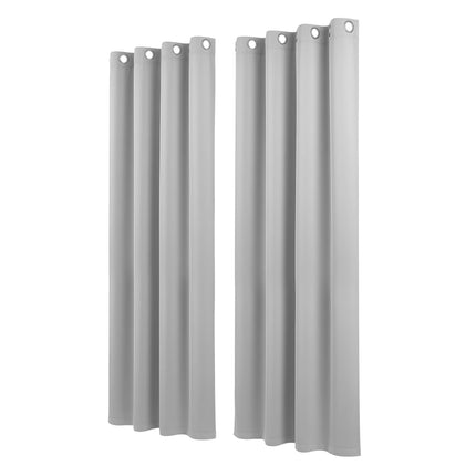 Artiss Blockout Curtains 2X 132x213cm Thermal Insulated Eyelet Drapes Grey.