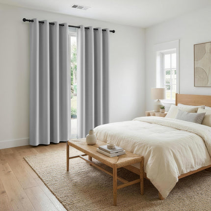 Artiss Blockout Curtains 2X 132x213cm Thermal Insulated Eyelet Drapes Grey.