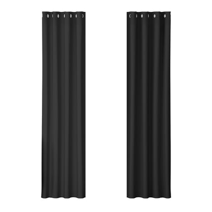 Artiss 2X Blockout Curtains Eyelet 140x230cm Black.