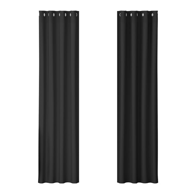 Artiss 2X Blockout Curtains Eyelet 140x230cm Black.