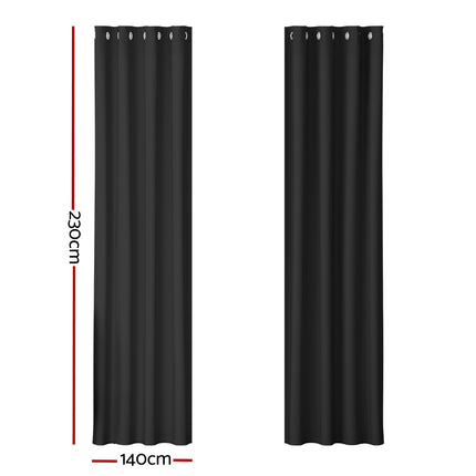 Artiss 2X Blockout Curtains Eyelet 140x230cm Black.