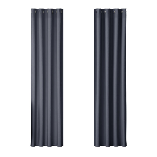 Artiss 2X Blockout Curtains Eyelet 140x230cm Charcoal.