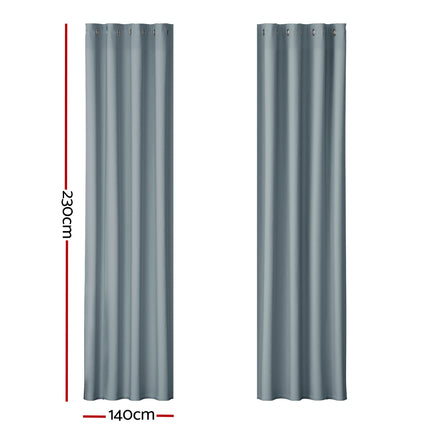 Artiss 2X Blockout Curtains Eyelet 300x230cm Charcoal.