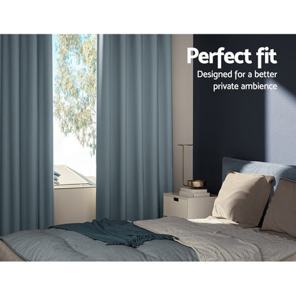 Artiss 2X Blockout Curtains Eyelet 300x230cm Charcoal.