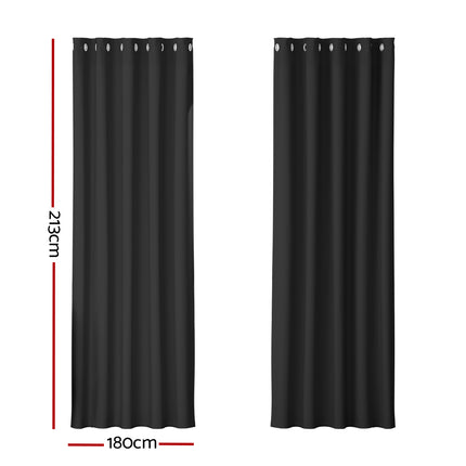 Artiss 2X Blockout Curtains Eyelet 180x213cm Black.