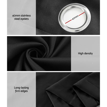 Artiss 2X Blockout Curtains Eyelet 180x213cm Black.