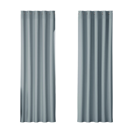 Artiss 2X Blockout Curtains Eyelet 300x230cm Charcoal.