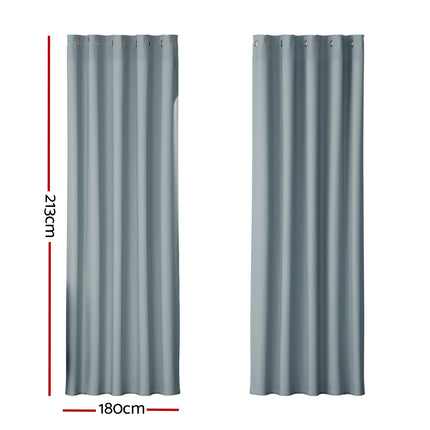 Artiss 2X Blockout Curtains Eyelet 300x230cm Charcoal.