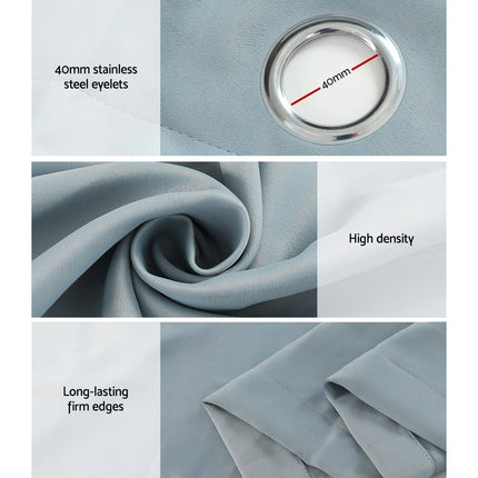 Artiss 2X Blockout Curtains Eyelet 300x230cm Charcoal.