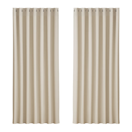 Artiss 2X Blockout Curtains Eyelet 240x230cm Beige.