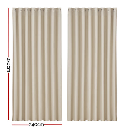 Artiss 2X Blockout Curtains Eyelet 240x230cm Beige.