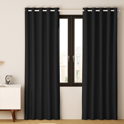 Artiss 2X Blockout Curtains Eyelet 240x230cm Black.