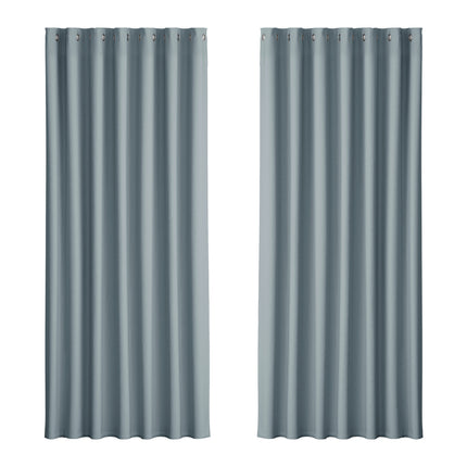 Artiss 2X Blockout Curtains Eyelet 300x230cm Charcoal.