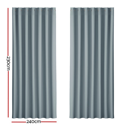 Artiss 2X Blockout Curtains Eyelet 300x230cm Charcoal.