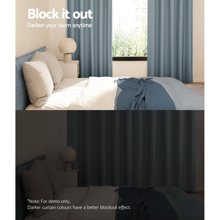 Artiss 2X Blockout Curtains Eyelet 300x230cm Charcoal.