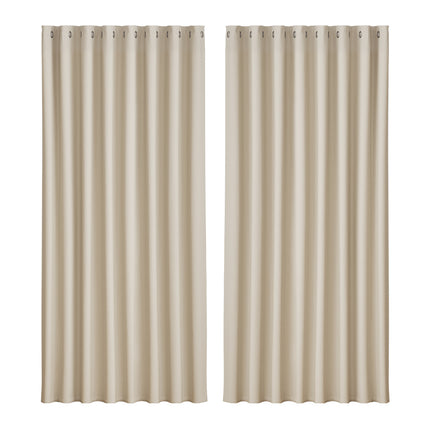 Artiss 2X Blockout Curtains Eyelet 300x230cm Beige.