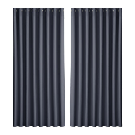 Artiss 2X Blockout Curtains Eyelet 300x230cm Charcoal.