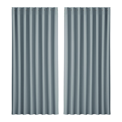 Artiss 2X Blockout Curtains Eyelet 300x230cm Charcoal.