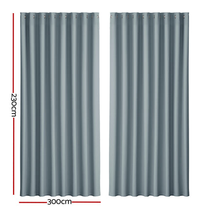 Artiss 2X Blockout Curtains Eyelet 300x230cm Charcoal.