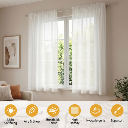 Artiss Blockout Curtains 2X 132x160cm Light Filtering Window Drapes Rod Pocket.