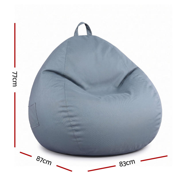 Artiss Outdoor Bean Bag Chair Cover (No Filler) Splash-Proof Beanbag Sofacover for Adults Teens Kids Stuffable Bean Bag Cover for Patio Poolside Relaxing, Grey.