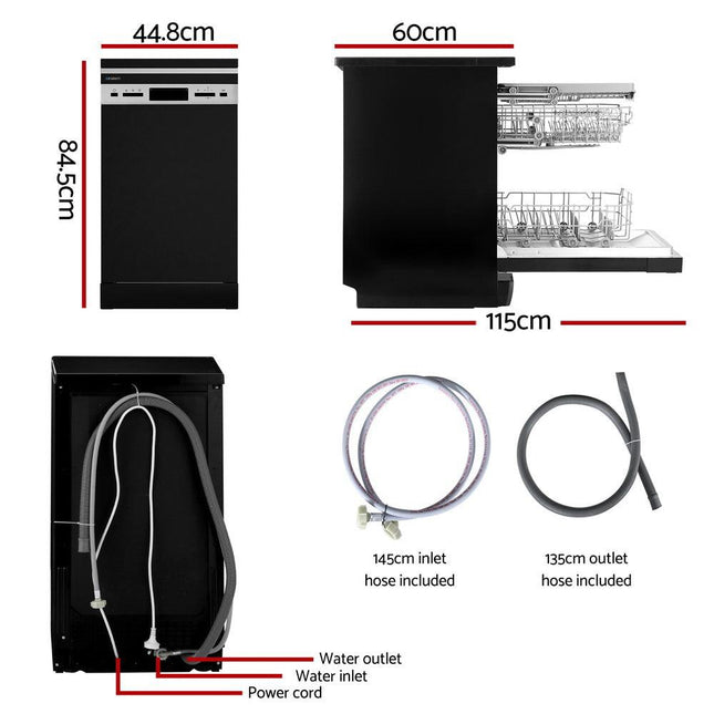 Devanti 10 Place Settings Freestanding Dishwasher Black.