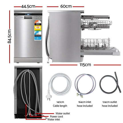 Devanti 10 Place Settings Freestanding Dishwasher Silver.