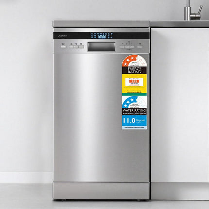 Devanti 10 Place Settings Freestanding Dishwasher Silver.