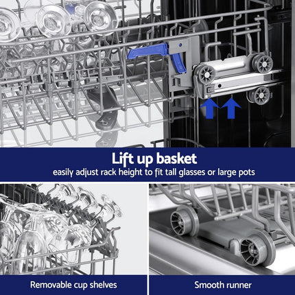 Devanti 10 Place Settings Freestanding Dishwasher Silver.