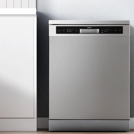 Devanti 60cm 14 Place Settings Freestanding Dishwasher Silver.