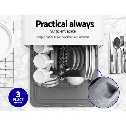 Devanti 3 Place Settings Benchtop Dishwasher.