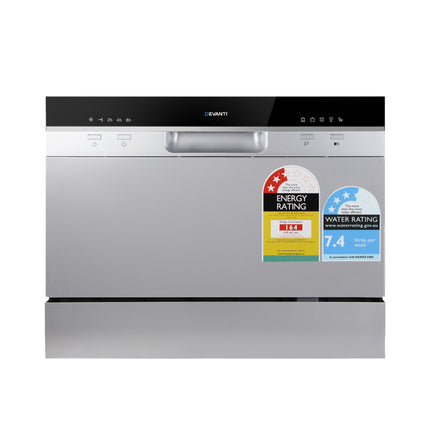 Devanti 6 Place Settings Benchtop Dishwasher Sliver.