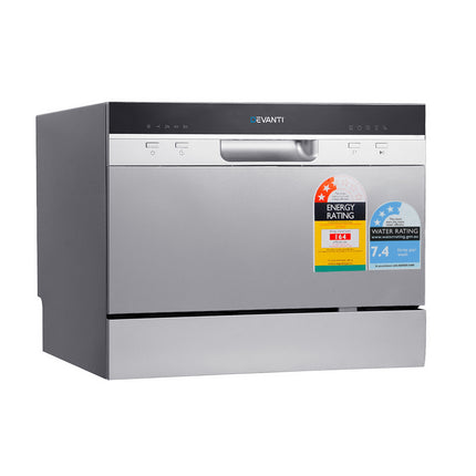 Devanti 6 Place Settings Benchtop Dishwasher Sliver.