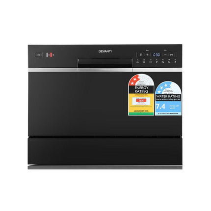 Devanti 6 Place Settings Benchtop Dishwasher Black.