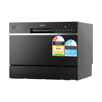 Devanti 6 Place Settings Benchtop Dishwasher Black.