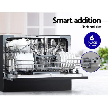 Devanti 6 Place Settings Benchtop Dishwasher Black.