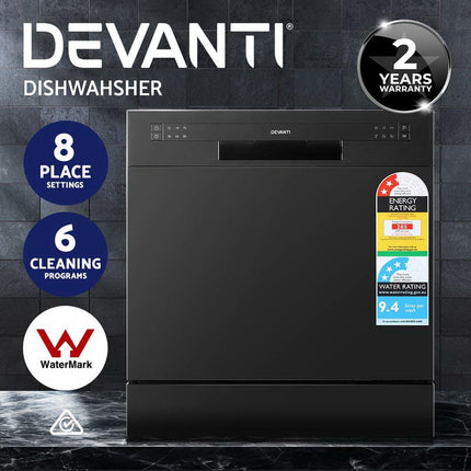 Devanti 8 Place Settings Benchtop Dishwasher Black.