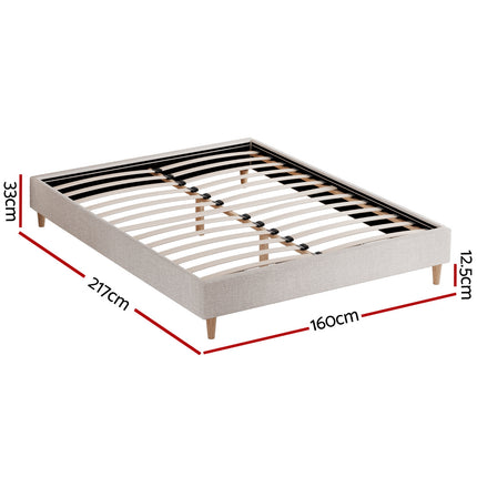 Artiss Bed Frame Queen Size Beige ZORA.