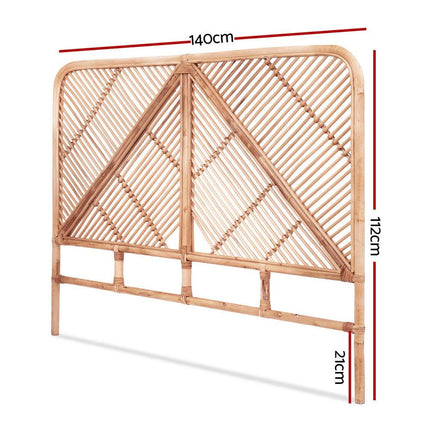 Artiss Bed Headboard Double Bedhead Rattan - FRED Pine.