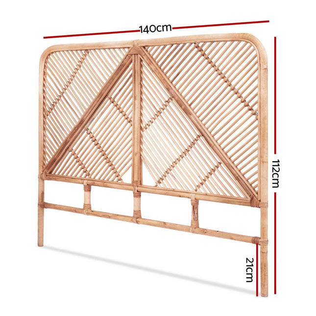 Artiss Bed Headboard Double Bedhead Rattan - FRED Pine.