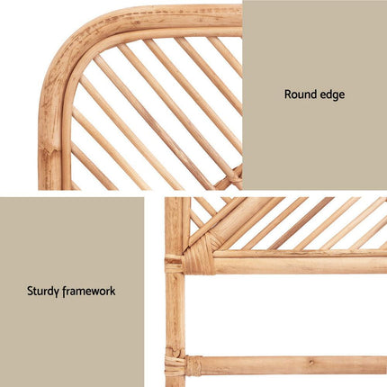 Artiss Bed Headboard Double Bedhead Rattan - FRED Pine.