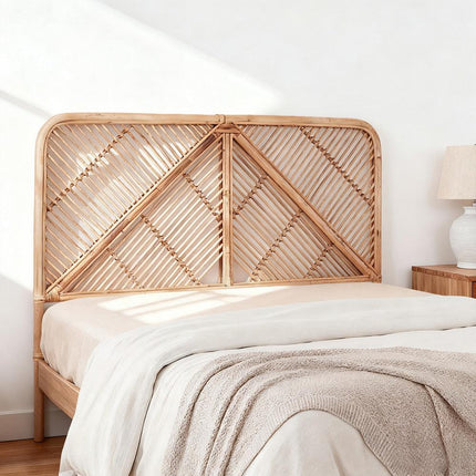 Artiss Bed Headboard Double Bedhead Rattan - FRED Pine.