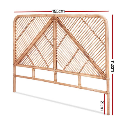 Artiss Bed Headboard Queen Bedhead Rattan - FRED Pine.
