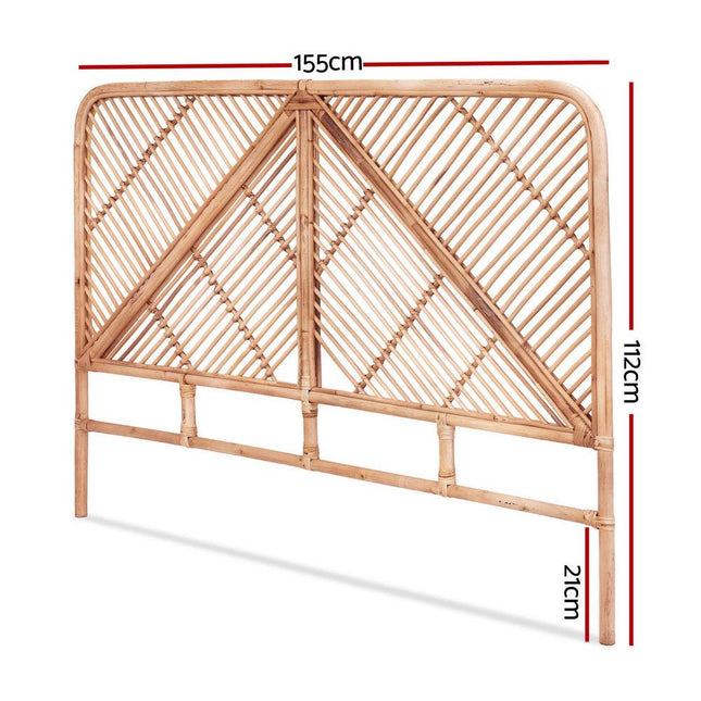 Artiss Bed Headboard Queen Bedhead Rattan - FRED Pine.