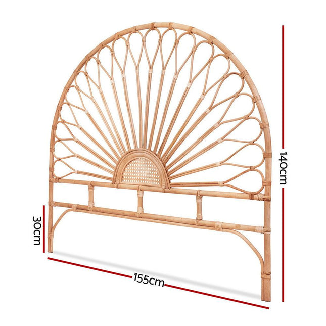 Artiss Bed Headboard Queen Bedhead Rattan - MARI Pine.