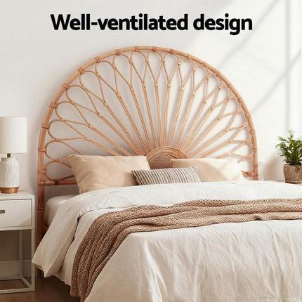Artiss Bed Headboard Queen Bedhead Rattan - MARI Pine.