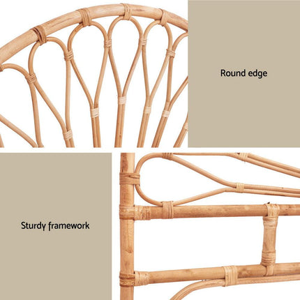 Artiss Bed Headboard Queen Bedhead Rattan - MARI Pine.