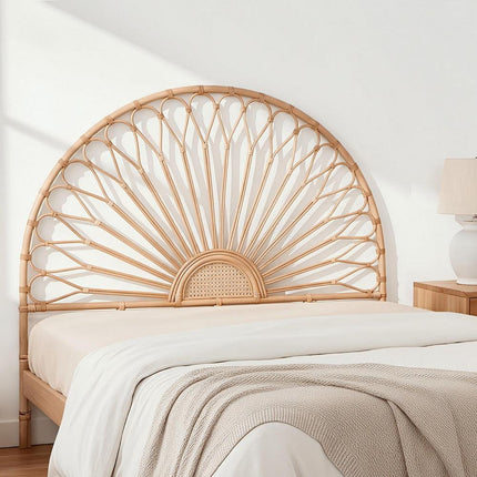 Artiss Bed Headboard Queen Bedhead Rattan - MARI Pine.