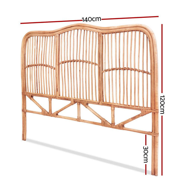 Artiss Bed Headboard Double Bedhead Rattan - NERO Pine.