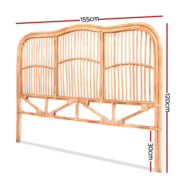 Artiss Bed Headboard Queen Bedhead Rattan - NERO Pine.
